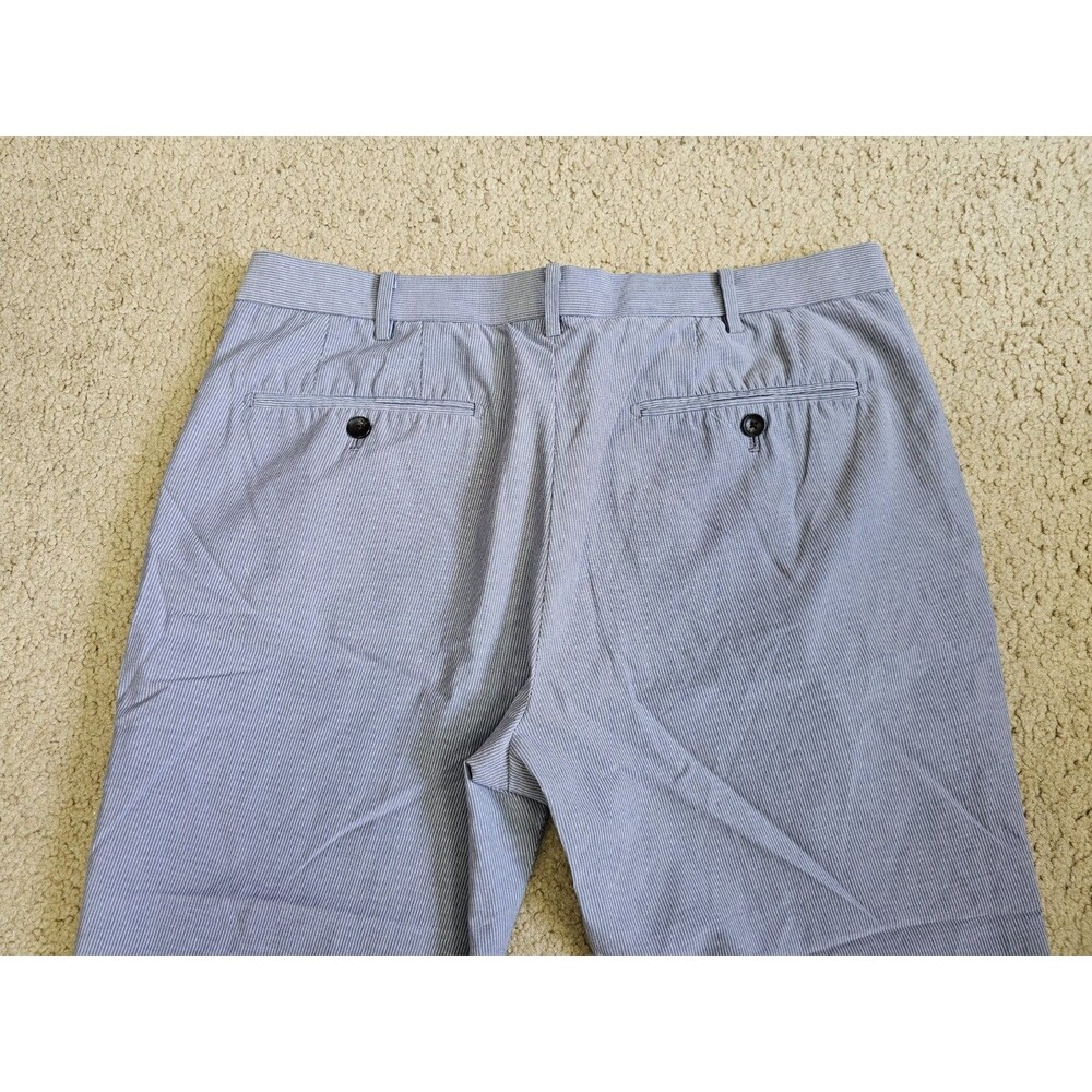Uniqlo Pants Mens‎ 34x27 Blue Chino Stripes 88cm Preppy Casual Flat Front - Picture 3 of 7